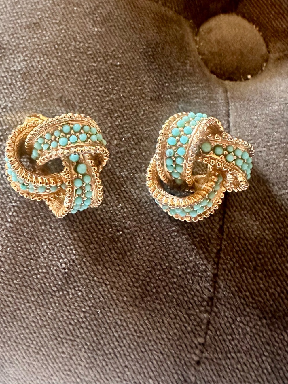 Gold-Tone Turquoise Knot Stud Earrings